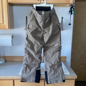 REI Kids Tan Cargo Snow Pants with Black Gaiter Panels